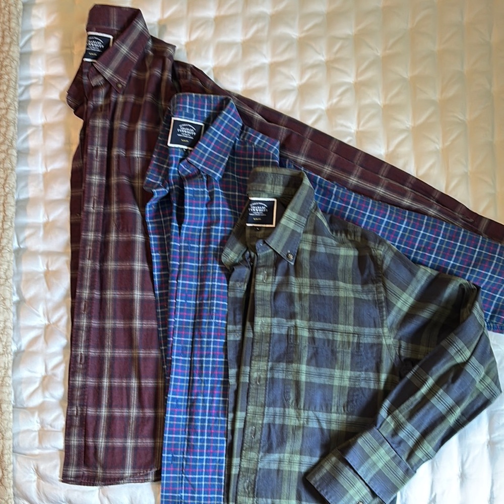 Charles Tyrwhitt Plaid Button-Up Shirts - Set of Three